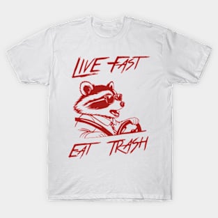 Funny Raccoon Live Fast Eat Trash Street Cats Squad T-Shirt